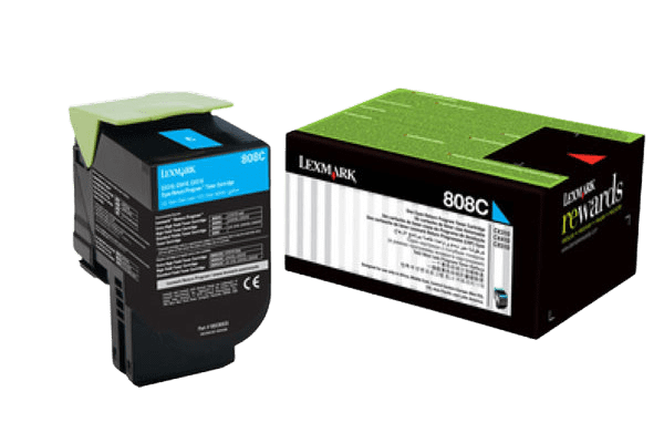 LEXMARK 808SC CYAN TONER CARTRIDGE - 80C8SC0